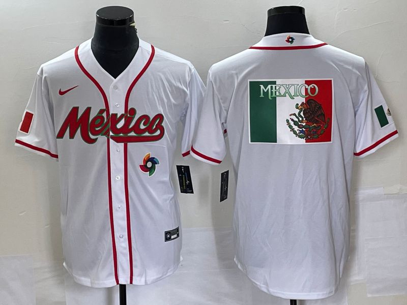 Men 2023 World Cub Mexico Blank White Nike MLB Jersey9